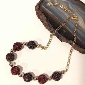 Talbots Beaded spheres necklace burgundy red and purple